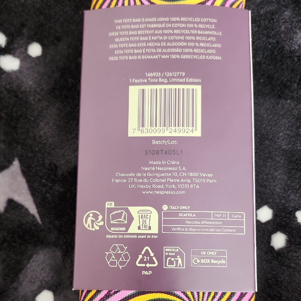 Nespresso Festive Rerversible Tote BAG - Picture 2 of 5